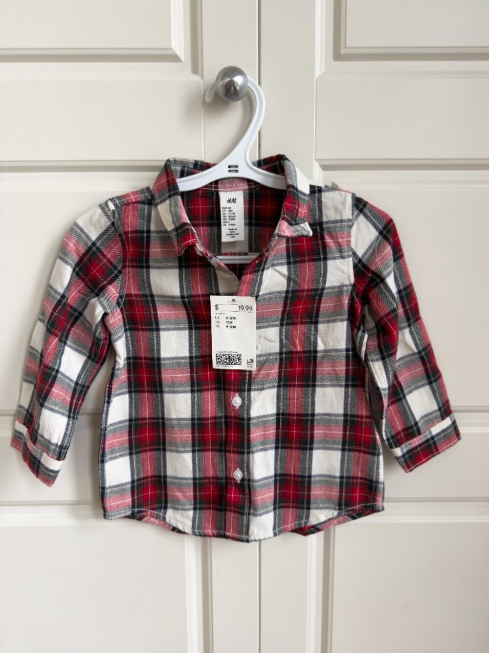 9-12 Months H&M Baby Holiday Plaid Button-Down Shirt | NWT